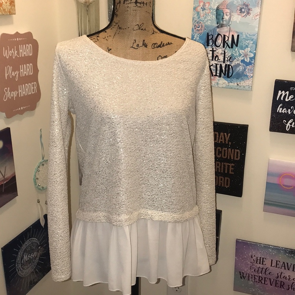 Karen Kane Cream Peplum Top